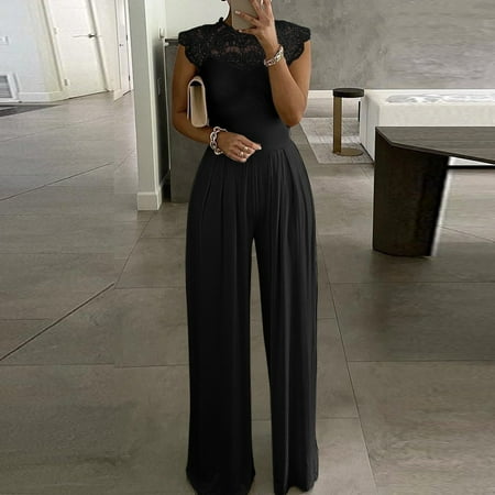 Rompers for women Women s Fashion Jumpsuit Lace Neck Hollow Round Neck Short Sleeve Solid Color Jumpsuit Fragarn
Rompers for women Women s Fashion Jumpsuit Lace Neck Hollow Round Neck Short Sleeve Solid Color Jumpsuit Fragarn