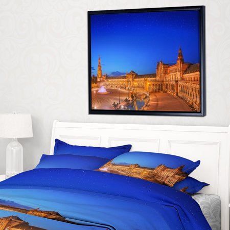 DESIGN ART Designart 'View of Spain Square at Sunset' Cityscape Framed Canvas Art Print