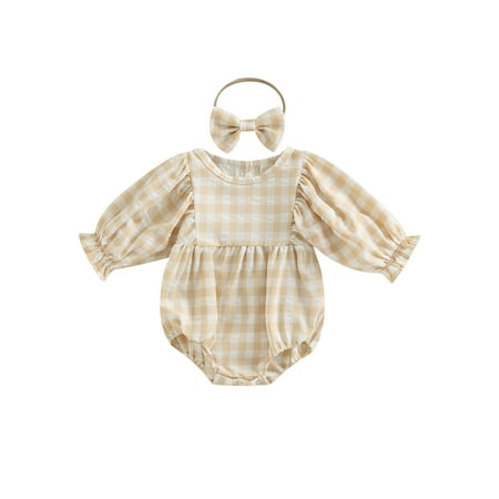 Liliz Infant Baby Girls Romper Plaid Round Neck Long Sleeve Jumpsuits Autumn Winter Casual Bodysuits with Bow Headband
Liliz Infant Baby Girls Romper Plaid Round Neck Long Sleeve Jumpsuits Autumn Winter Casual Bodysuits with Bow Headband
