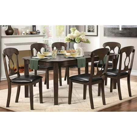 7-Pc Dining Table Set in Weathered Brown Finish