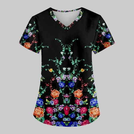 TKing Fashion Women Plus Size Scrubs Top V-Neck Short Sleeve Printed Pockets Work Blouse for Women Multicolor 3XL
TKing Fashion Women Plus Size Scrubs Top V-Neck Short Sleeve Printed Pockets Work Blouse for Women Multicolor 3XL