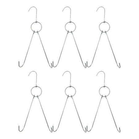 

6pcs Practical Drying Meat Hooks Stainless Steel S Shaped Hooks Hanger with Double Hooks BBQ Grill Hanging Rack for Bacon Hams M