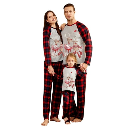 Canrulo Matching Family Pajamas Sets Christmas PJ s with Pattern Printed Tee and Plaid Bottom Loungewear
Canrulo Matching Family Pajamas Sets Christmas PJ s with Pattern Printed Tee and Plaid Bottom Loungewear