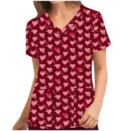 Summer Savings Clearance 2023! Nurse Working Uniform for Women Valentine s Day Novelty Heart Print Short Sleeve Shirts V Neck T-Shirts with Pockets
Summer Savings Clearance 2023! Nurse Working Uniform for Women Valentine s Day Novelty Heart Print Short Sleeve Shirts V Neck T-Shirts with Pockets