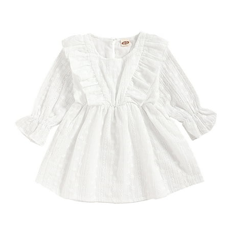 Toddler Baby Girl Clothes 18-24Months White Dotted Bundle of Long Sleeve Dress