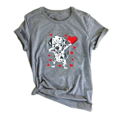 Clearance Ladies Tops Women Men Heart Dog Print O-Neck T-shirt Top Short Sleeve Casual Loose Blouse Summer Tops Gray 3XL
Clearance Ladies Tops Women Men Heart Dog Print O-Neck T-shirt Top Short Sleeve Casual Loose Blouse Summer Tops Gray 3XL