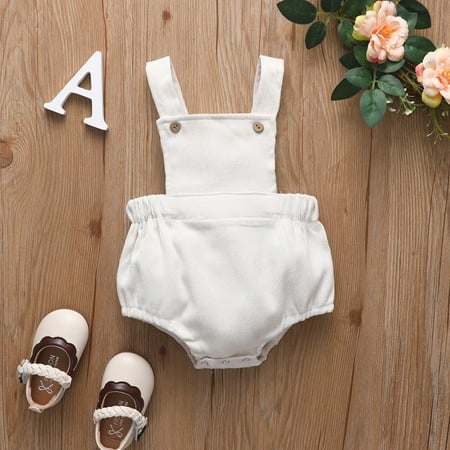 Yubatuo Newborn Baby Boys Girls Sleeveless Solid Romper Jumpsuit Outfits Set White 100
