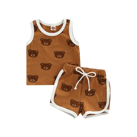 Bebiullo Casual Toddler Boy Girl Clothes Cartoon Bear Print Sleeveless Round Neck Top Vest+Patch Shorts Summer Kids Cotton 2pcs Brown 18-24 Months
Bebiullo Casual Toddler Boy Girl Clothes Cartoon Bear Print Sleeveless Round Neck Top Vest+Patch Shorts Summer Kids Cotton 2pcs Brown 18-24 Months