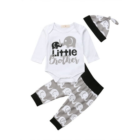 Dewadbow Newborn Baby Boys Little Brother Tops Romper Elephant Pants Hat Outfit
Dewadbow Newborn Baby Boys Little Brother Tops Romper Elephant Pants Hat Outfit