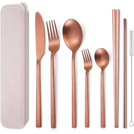 8 Pieces Stainless Steel Flatware Set Portable Reusable Cutlery Set Travel Utensils Set Including Chopsticks Knife Fork Spoon Stra
8 Pieces Stainless Steel Flatware Set Portable Reusable Cutlery Set Travel Utensils Set Including Chopsticks Knife Fork Spoon Stra