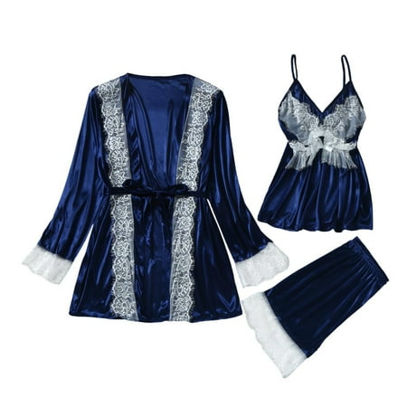 HGWXX7 Women Satin Lace Patchwork Sleepwear Sling Robe Long Sleeve Pajamas Set Womens Fall Fashion 2022
HGWXX7 Women Satin Lace Patchwork Sleepwear Sling Robe Long Sleeve Pajamas Set Womens Fall Fashion 2022