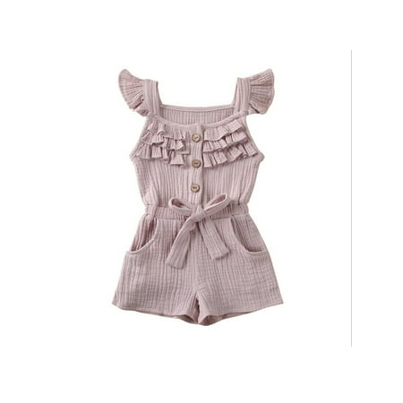 BeQeuewll 6M-5Y Toddler Newborn Baby Kid Girls Ruffles Summer Soft Playsuit