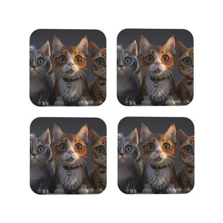 Leather Coasters with Heat-resistant for Drinks Wide Eyed Cartoon Cats Cup Coasters Cup Pad Mat for Tabletop Protection Coffee Table Office Desk and Housewarming Gift 
Leather Coasters with Heat-resistant for Drinks Wide Eyed Cartoon Cats Cup Coasters Cup Pad Mat for Tabletop Protection Coffee Table Office Desk and Housewarming Gift