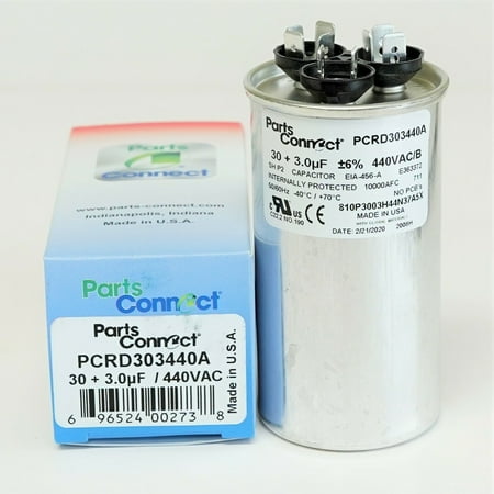 PartsConnect PCRD303440A USA Run Capacitor 30 + 3 mfd (uf) 440 Volt Dual Round American Made PartsConnect PCRD303440A
PartsConnect PCRD303440A USA Run Capacitor 30 + 3 mfd (uf) 440 Volt Dual Round American Made PartsConnect PCRD303440A