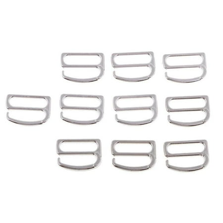 10 Pieces Silver Alloy Bra Strap Adjuster Sliders Hook Lingerie DIY Sewing Crafts 15mm