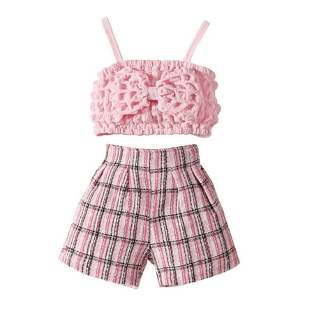 Baby Girls Outfit Sets Strap Bowknot Sleeveless T Shirt Tops And Plaid Shorts Pants Summer Outfit Sets 2 Piece 18-24 Months
Baby Girls Outfit Sets Strap Bowknot Sleeveless T Shirt Tops And Plaid Shorts Pants Summer Outfit Sets 2 Piece 18-24 Months