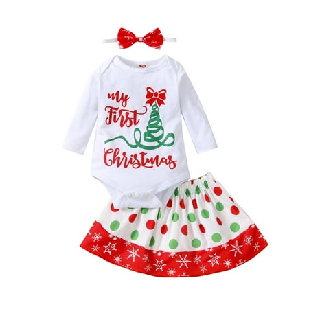 Toddler Girls Outfit Xmas Kids Baby Long Sleeve Cute Cartoon Letter Romper Bodysuit Tops Polka Dot Patchwork Skirt With Headbands Christmas Outfits Set 3Pcs
Toddler Girls Outfit Xmas Kids Baby Long Sleeve Cute Cartoon Letter Romper Bodysuit Tops Polka Dot Patchwork Skirt With Headbands Christmas Outfits Set 3Pcs
