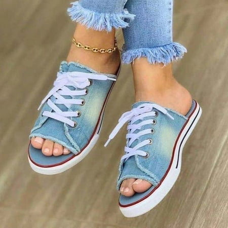 2022 Summer Women Slippers New Fish Mouth Open Toe Lace Up Denim Sandals Fashion Breathable Casual Flat Sport Ladies Shoes
2022 Summer Women Slippers New Fish Mouth Open Toe Lace Up Denim Sandals Fashion Breathable Casual Flat Sport Ladies Shoes
