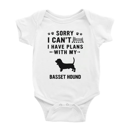 Sorry I Can t I Have Plans With My Basset Hound Love Pet Dog Cute Baby Jumpsuits (White 3-6 Months)
