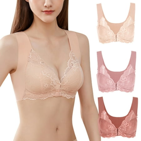 Spdoo Front Closure Lace Bra for WomenPlus Size Full Coverage Bra Pack of 3 Beige/Pink/Dark Orange 40
Spdoo Front Closure Lace Bra for WomenPlus Size Full Coverage Bra Pack of 3 Beige/Pink/Dark Orange 40