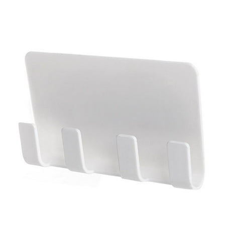 NUOLUX Adhesive Mobile Phone Charging Bracket Charging Holder Wall Mount Seamless 4 Hooks Storage Rack (White)