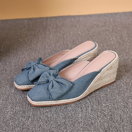 Cathalem Foreign Trade Spring Style Square Toe Slope Heel Thick Sole High Heel Shoes Bowknot Beach Sandals for Women Wedding Blue 9
Cathalem Foreign Trade Spring Style Square Toe Slope Heel Thick Sole High Heel Shoes Bowknot Beach Sandals for Women Wedding Blue 9