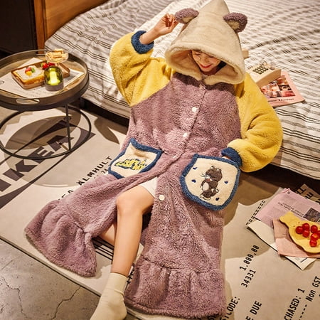 DanceeMangoo FUNISHI Women Sleepwear Coral Fleece Night-robe Hooded Inspissate Cartoon Winter Pajamas Loose Version Keep Warm Princess Style
DanceeMangoo FUNISHI Women Sleepwear Coral Fleece Night-robe Hooded Inspissate Cartoon Winter Pajamas Loose Version Keep Warm Princess Style