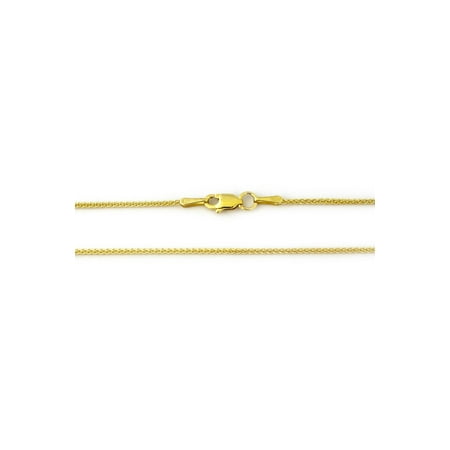 14k Yellow or White Gold 1.5mm Round Wheat Chain Necklace, 16 18 20 22 24 30