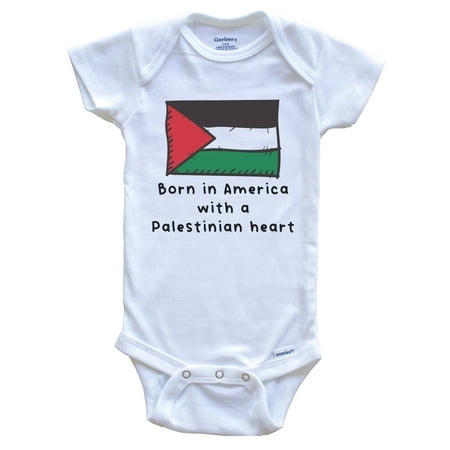 Born In America With A Palestinian Heart Cute Palestine Flag Baby Bodysuit 3-6 Months White
Born In America With A Palestinian Heart Cute Palestine Flag Baby Bodysuit 3-6 Months White