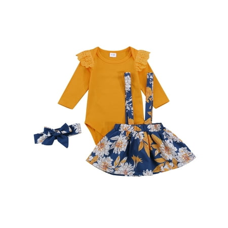 Sunisery Newborn Infant Baby Girls Autumn Clothes Ruffle Long Sleeve Romper Floral Print Skirts Headband Outfits Yellow 0-3 Months
Sunisery Newborn Infant Baby Girls Autumn Clothes Ruffle Long Sleeve Romper Floral Print Skirts Headband Outfits Yellow 0-3 Months