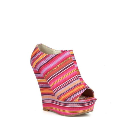 Nature Breeze Women s Tribal Peep Toe Wedge