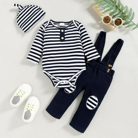Leonard New Autumn Spring Infant Baby Overalls Set Striped Long Sleeve Romper+Suspender Pants+Hat Toddler Outfits Clothes 0-24M
Leonard New Autumn Spring Infant Baby Overalls Set Striped Long Sleeve Romper+Suspender Pants+Hat Toddler Outfits Clothes 0-24M