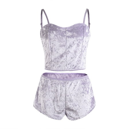 Zoiuytrg Women Velvet Lace Sleepwear Sleeveless Crop Tops + Shorts Set 2pcs Pajamas Set
Zoiuytrg Women Velvet Lace Sleepwear Sleeveless Crop Tops + Shorts Set 2pcs Pajamas Set