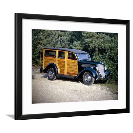 1936 Ford V8 Woody model 68 Utility car Framed Print Wall Art