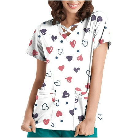 LWZWM Valentine s Day Scrub Tops for Women Sweet Heart Print Medical Uniform Short Sleeve Tops Working Uniform Valentine s Day Pocket Blouse White L
LWZWM Valentine s Day Scrub Tops for Women Sweet Heart Print Medical Uniform Short Sleeve Tops Working Uniform Valentine s Day Pocket Blouse White L