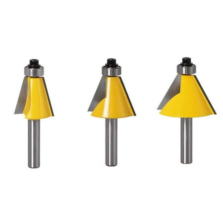3Pcs 8mm Shank Chamfer & Bevel Edging Router Bit