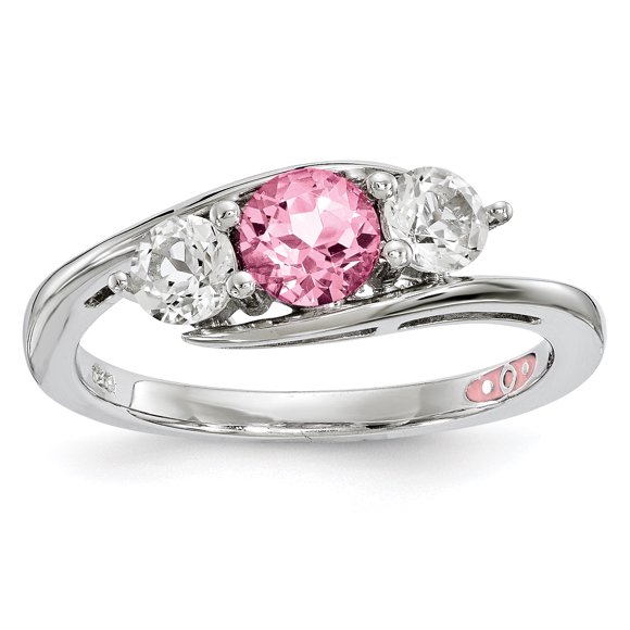10k White Gold Survivor Collection Clear/Pink Swarovski Topaz Sue Ring Size 7