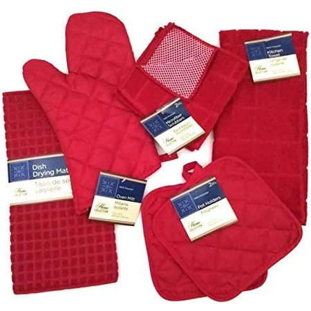Kitchen Towel Set with 2 Quilted Pot Holders Oven Mitt Dish Towel Dish Drying Mat 2 Microfiber Scrubbing Dishcloths (Red)
Kitchen Towel Set with 2 Quilted Pot Holders Oven Mitt Dish Towel Dish Drying Mat 2 Microfiber Scrubbing Dishcloths (Red)
