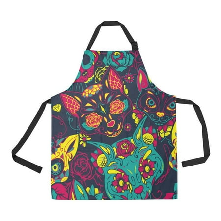 ASHLEIGH Day Of The Dead Colorful Sugar Cat Skull Adjustable Bib Apron with Pockets Apron for Cooking Baking Gardening
ASHLEIGH Day Of The Dead Colorful Sugar Cat Skull Adjustable Bib Apron with Pockets Apron for Cooking Baking Gardening
