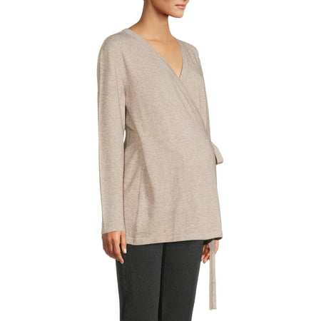 Planet Motherhood Maternity Women s Marled Yarn Tie Wrap Cardigan Sweater