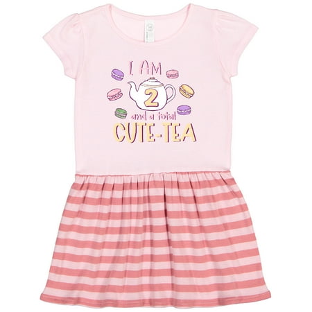 Inktastic I m 2 and a Cute-Tea Teapot and Macaroons Gift Toddler Girl Dress