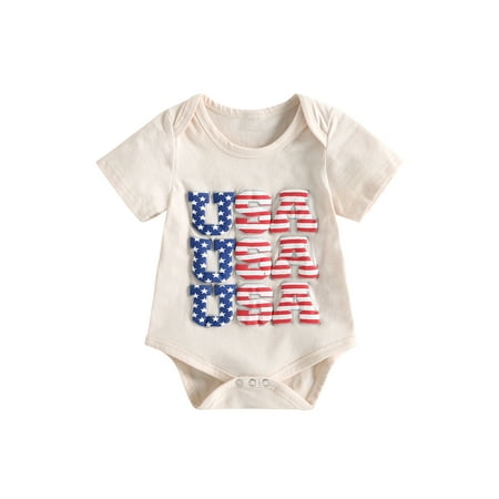 Bagilaanoe 4th of July Toddler Baby Girl T-shirt/Rompers Star Stripes Letters Print Short Sleeve Bodysuit 6M 12M 18M 24M 3T 4T 5T Kids Tees for Independence Day
Bagilaanoe 4th of July Toddler Baby Girl T-shirt/Rompers Star Stripes Letters Print Short Sleeve Bodysuit 6M 12M 18M 24M 3T 4T 5T Kids Tees for Independence Day