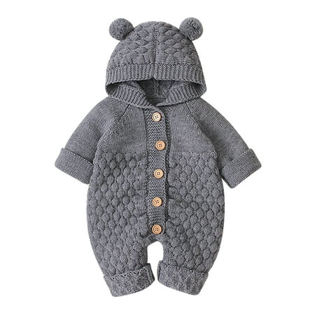 IBTOM CASTLE Unisex Baby Boy Girl Cute 3D Bear Ears Hooded Knitted Sweater Long Sleeve Romper Overall Sleepwear Winter Warm Clothes 18-24 Months Gray
IBTOM CASTLE Unisex Baby Boy Girl Cute 3D Bear Ears Hooded Knitted Sweater Long Sleeve Romper Overall Sleepwear Winter Warm Clothes 18-24 Months Gray