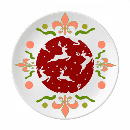 mas Elk Red Festival Flower Ceramics Plate Tableware Dinner Dish