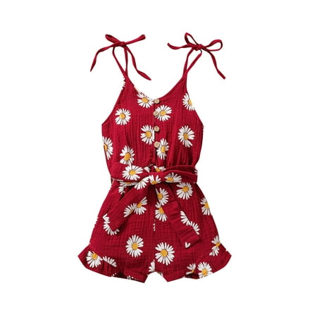 Toddler Baby Girl Daisy Flower Romper Jumpsuits Kids Spaghetti Straps Sleeveless Buttons Tie Waist Playsuits Outfits
Toddler Baby Girl Daisy Flower Romper Jumpsuits Kids Spaghetti Straps Sleeveless Buttons Tie Waist Playsuits Outfits