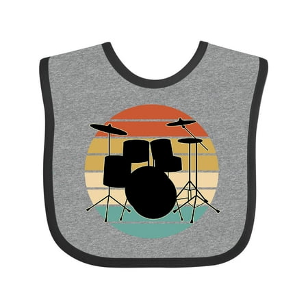 Inktastic Drum Set Retro Drummer Sunset Gift Baby Boy or Baby Girl Bib
