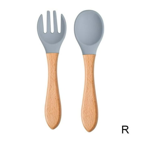 Fork and Spoon Set Silicone Wooden Handle Tableware Training Feeding Tableware for Children by Shanghaiyuming K5J8
Fork and Spoon Set Silicone Wooden Handle Tableware Training Feeding Tableware for Children by Shanghaiyuming K5J8