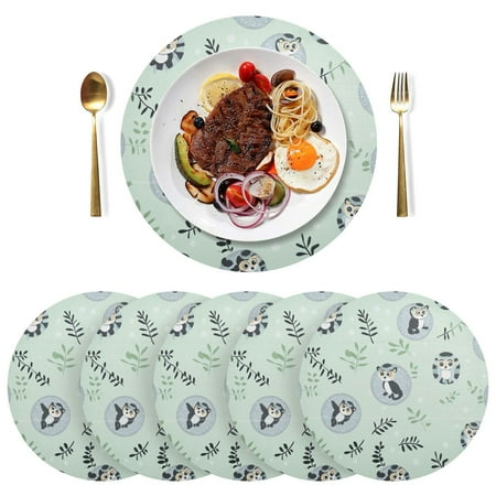 Round Placemats Plate Mats 15 Inch Non-Slip Heat Resistant Washable PVC Set Table Decoration for Kitchen Dining Cute Adorable Lemurs