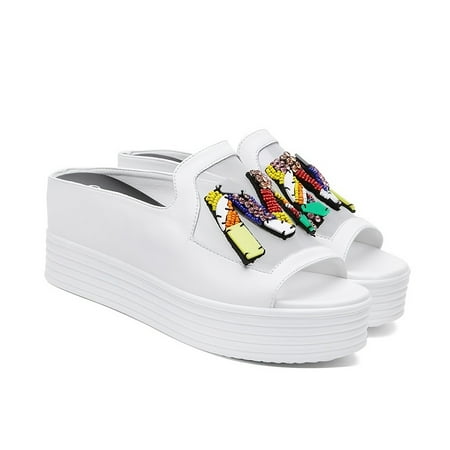 Women‘s Platform Open Teo Slippers Beads Slip On Solid Color Slides Shoes Comfortable Outdoor Sandals
Women‘s Platform Open Teo Slippers Beads Slip On Solid Color Slides Shoes Comfortable Outdoor Sandals