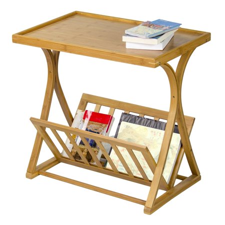 Corner Housewares Bamboo Magazine and Lamp Side Table